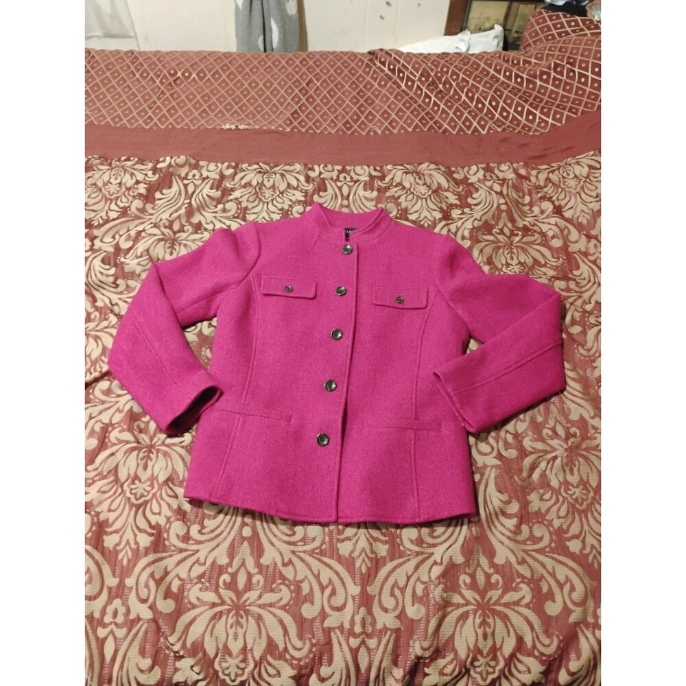 Talbots Women's Size 8 48% Wool Blazer Jacket Front Buttons Up Pockets Fushia